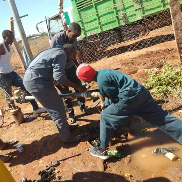 Borehole Maintenance Team On Site