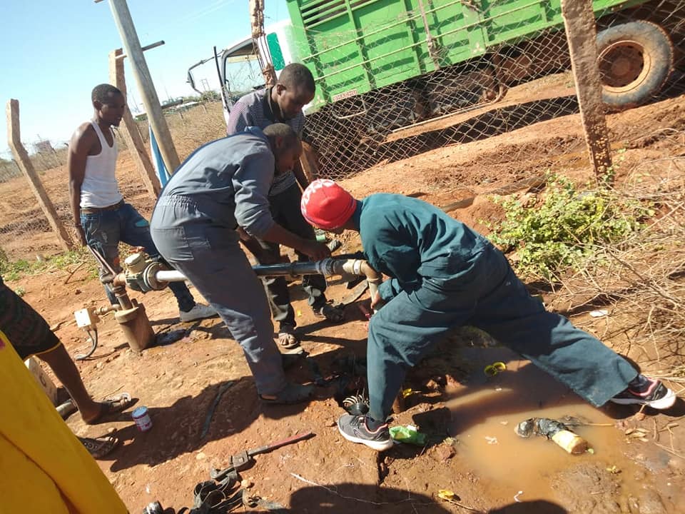 Borehole Maintenance Team On Site